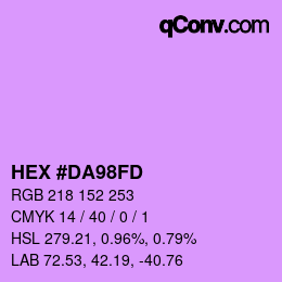 カラーコード: HEX #DA98FD | qconv.com