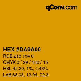 Farbcode: HEX #DA9A00 | qconv.com