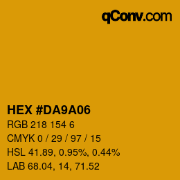 Color code: HEX #DA9A06 | qconv.com