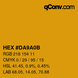 Color code: HEX #DA9A0B | qconv.com