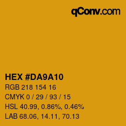 Color code: HEX #DA9A10 | qconv.com