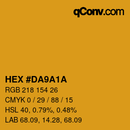 Color code: HEX #DA9A1A | qconv.com