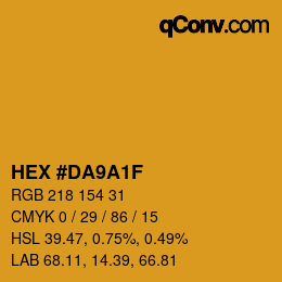 Color code: HEX #DA9A1F | qconv.com