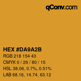 Color code: HEX #DA9A2B | qconv.com