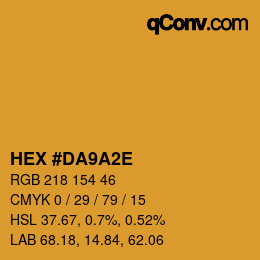 Color code: HEX #DA9A2E | qconv.com
