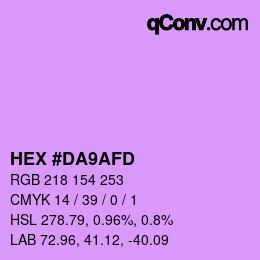 Color code: HEX #DA9AFD | qconv.com