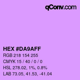 Color code: HEX #DA9AFF | qconv.com