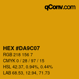 カラーコード: HEX #DA9C07 | qconv.com