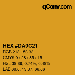 カラーコード: HEX #DA9C21 | qconv.com