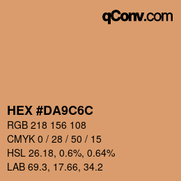 Color code: HEX #DA9C6C | qconv.com