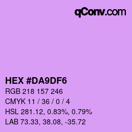 颜色代码: HEX #DA9DF6 | qconv.com