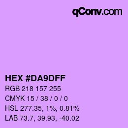 Color code: HEX #DA9DFF | qconv.com