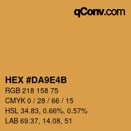Color code: HEX #DA9E4B | qconv.com