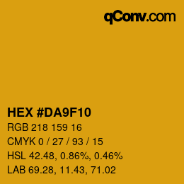 Code couleur: HEX #DA9F10 | qconv.com