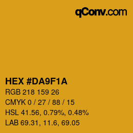 Color code: HEX #DA9F1A | qconv.com