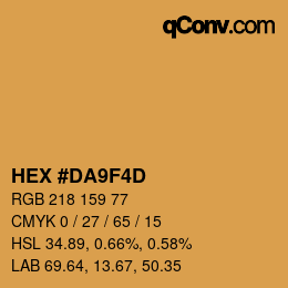 Color code: HEX #DA9F4D | qconv.com