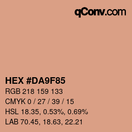 カラーコード: HEX #DA9F85 | qconv.com