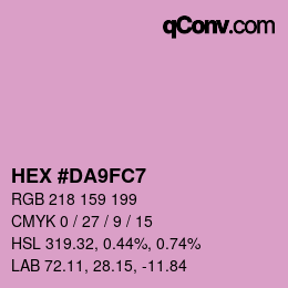 カラーコード: HEX #DA9FC7 | qconv.com