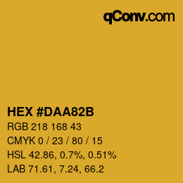 Color code: HEX #DAA82B | qconv.com