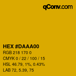 颜色代码: HEX #DAAA00 | qconv.com