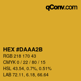 颜色代码: HEX #DAAA2B | qconv.com