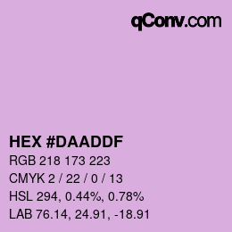 Color code: HEX #DAADDF | qconv.com