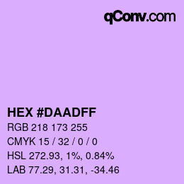 Color code: HEX #DAADFF | qconv.com
