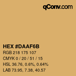 Color code: HEX #DAAF6B | qconv.com