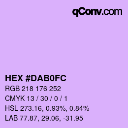 Color code: HEX #DAB0FC | qconv.com