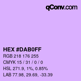 Color code: HEX #DAB0FF | qconv.com