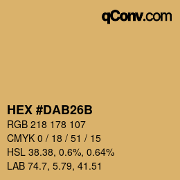 Color code: HEX #DAB26B | qconv.com