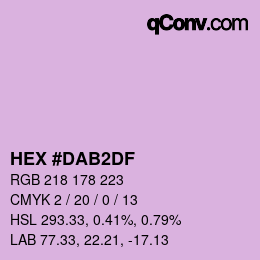 Color code: HEX #DAB2DF | qconv.com