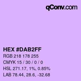 Color code: HEX #DAB2FF | qconv.com