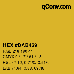 Color code: HEX #DAB429 | qconv.com