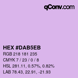 Color code: HEX #DAB5EB | qconv.com