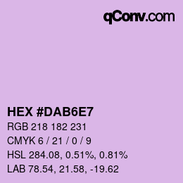 カラーコード: HEX #DAB6E7 | qconv.com