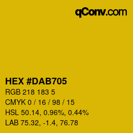 Color code: HEX #DAB705 | qconv.com