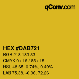 カラーコード: HEX #DAB721 | qconv.com