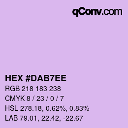 カラーコード: HEX #DAB7EE | qconv.com