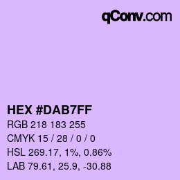 Color code: HEX #DAB7FF | qconv.com