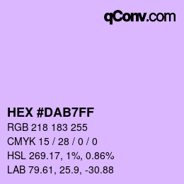 カラーコード: HEX #DAB7FF | qconv.com