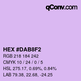 カラーコード: HEX #DAB8F2 | qconv.com