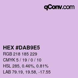 カラーコード: HEX #DAB9E5 | qconv.com