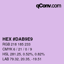颜色代码: HEX #DAB9E9 | qconv.com