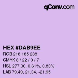 Color code: HEX #DAB9EE | qconv.com