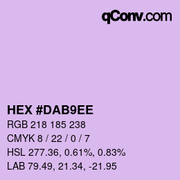 カラーコード: HEX #DAB9EE | qconv.com