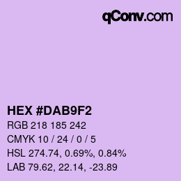 カラーコード: HEX #DAB9F2 | qconv.com