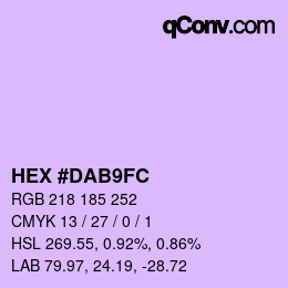 カラーコード: HEX #DAB9FC | qconv.com