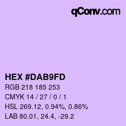 カラーコード: HEX #DAB9FD | qconv.com