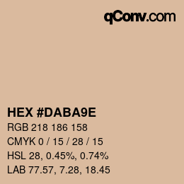 カラーコード: HEX #DABA9E | qconv.com